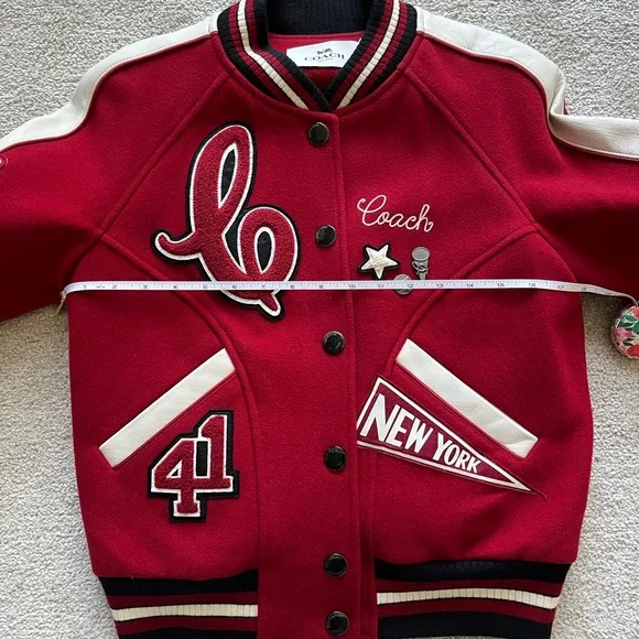 Coach Chelsea Varsity Jacket S Red - Picture 6 of 9